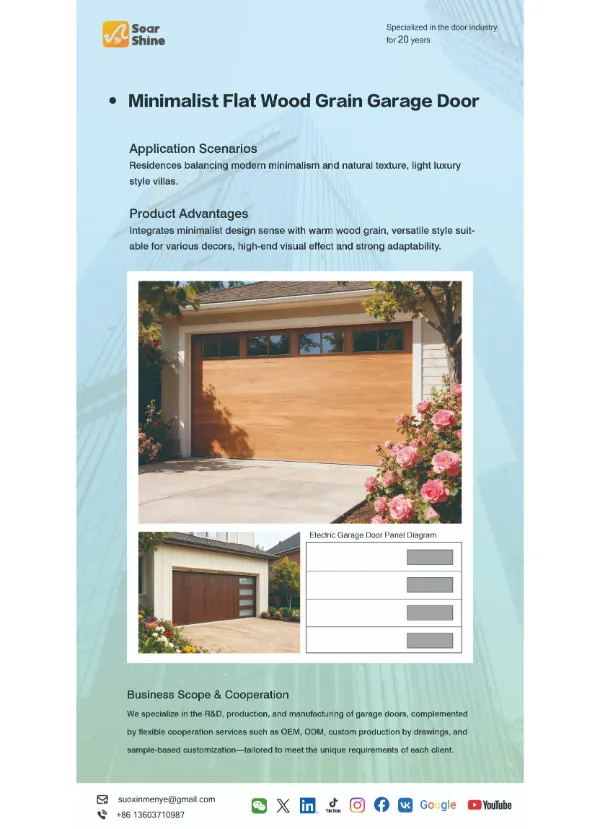 Минималистский Плоские Деревянные Двери Гаража Зерном