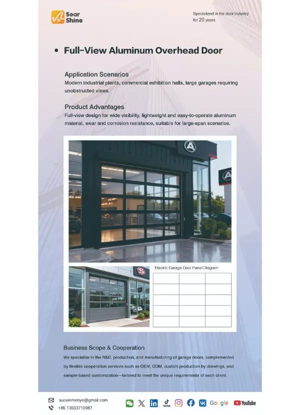 Алюминиевая подъемная дверь с полным обзором