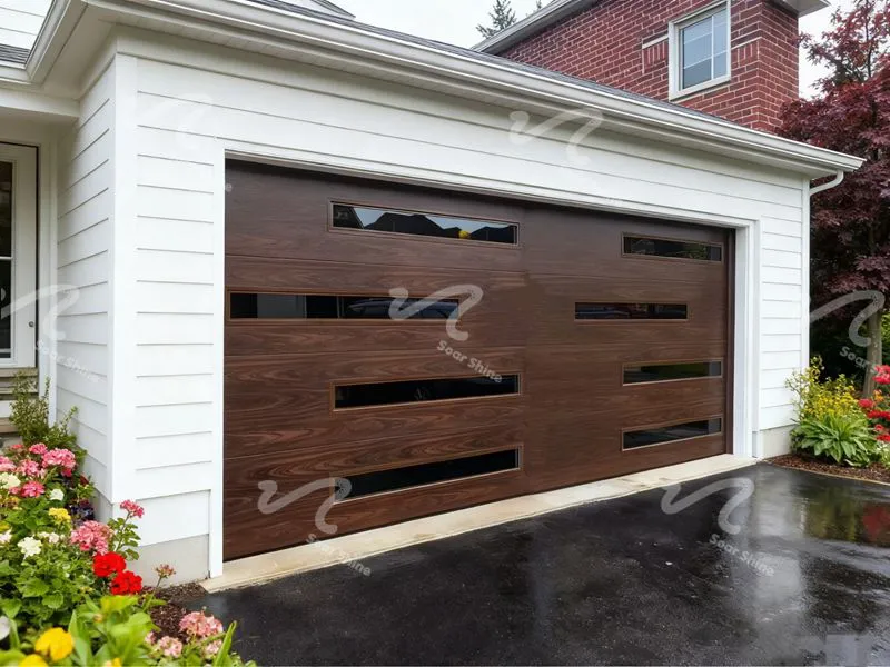 Минималистский Плоские Деревянные Двери Гаража Зерном